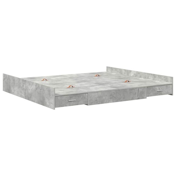 vidaXL Cadre de lit avec rangement avec tiroir Gris béton 180 x 200 cm