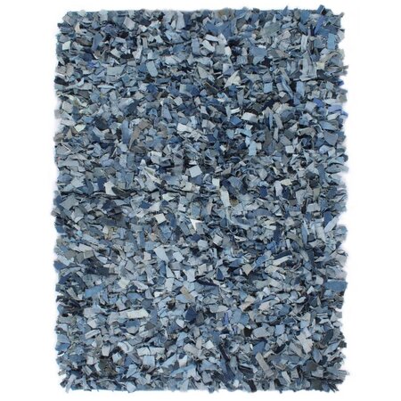 Vidaxl tapis shaggy denim 80x160 cm bleu