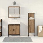vidaXL Ensemble de mobilier de salle de bain avec porte 3 Pièces Marron