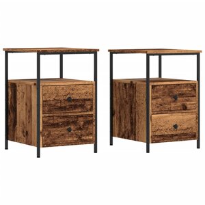 vidaXL Tables de chevet 2 Pièces vieux bois 34x35 5x50 cm bois ingénierie