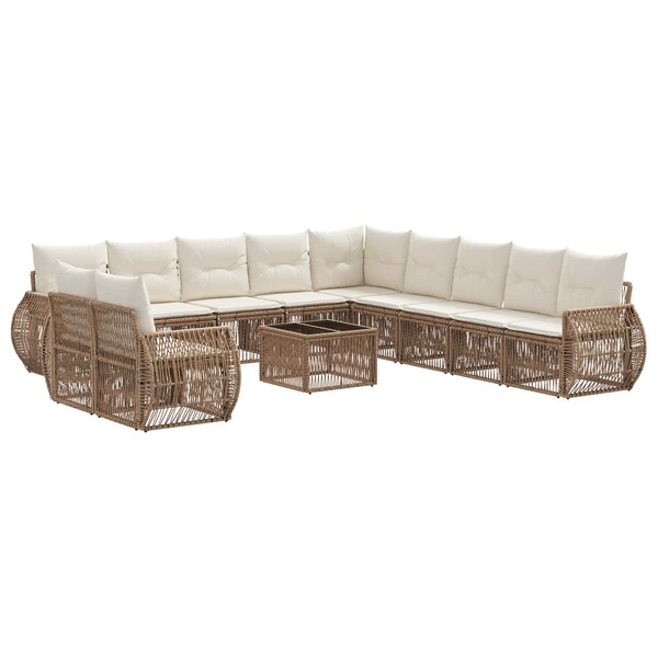 vidaXL Ensemble de canapé de jardin 12 Pièces Beige et blanc crème