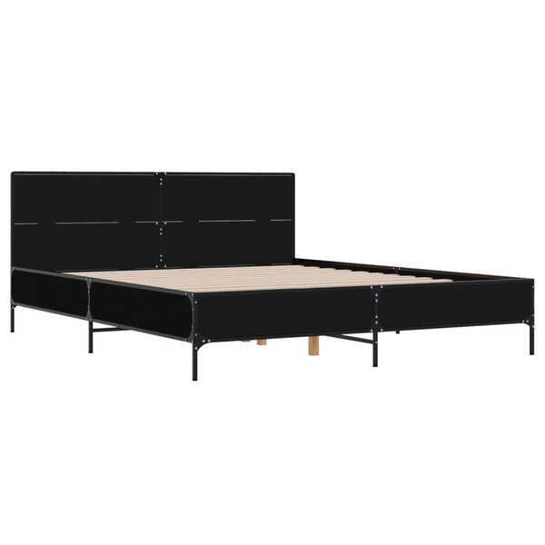 vidaXL Cadre de lit noir 140x190 cm bois d'ingénierie et métal