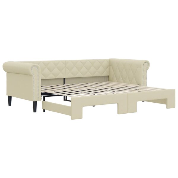 vidaXL Lit de jour avec gigogne sans matelas crème 90x200 cm
