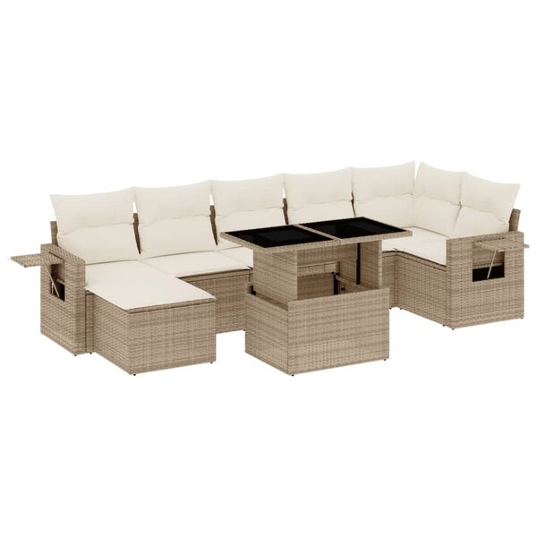 vidaXL Salon de jardin avec coussins 8 Pièces beige résine tressée