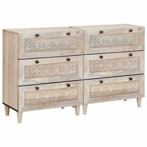 vidaXL Buffet 2 Pièces Blanc 60 x 33 x 75 cm bois de manguier massif