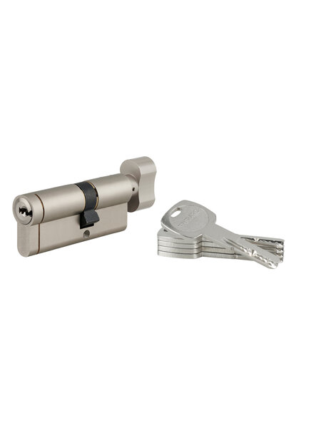 THIRARD - Cylindre de serrure à bouton débrayable Transit 1  30Bx40mm  5 clés  nickelé