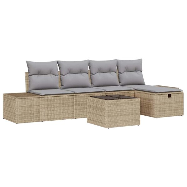 vidaXL Ensemble de canapé de jardin 6 Pièces Beige 55 x 62 x 69 cm