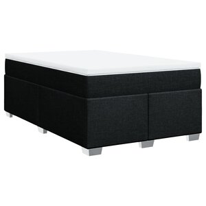 vidaXL Sommier à lattes de lit avec matelas Noir 120x200 cm Tissu
