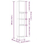 vidaXL Armoire de bain chêne fumé 30x30x190 cm bois d'ingénierie