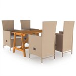 vidaXL Ensemble à manger de jardin 5 Pièces Beige