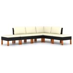 Salon de jardin meuble d'extérieur ensemble de mobilier 6 pièces avec coussins résine tressée noir 02_0016923