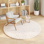vidaXL Tapis de surface Rond HUARTE Crème Ø 120 CM Polyester
