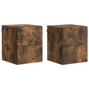 vidaXL Cabinet de chevet mural 2 Pièces Chêne fumé 34 5 x 33 x 40 cm