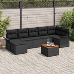 vidaXL Ensemble de canapé de jardin 8 Pièces Noir Poly rotin