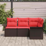 vidaXL Ensemble de canapé de jardin avec coussin Marron polyrotin