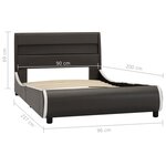 vidaXL Cadre de lit avec LED Anthracite Similicuir 90x200 cm