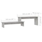 vidaXL Meuble TV Gris béton 180x30x43 cm Aggloméré