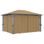vidaXL Tonnelle avec rideau 400x300 cm Taupe Aluminium