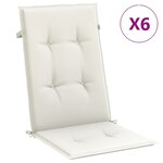 vidaXL Coussins de chaise à dossier haut lot de 6 crème mélangé tissu