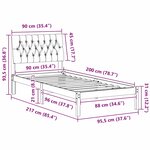 vidaXL Cadre de lit avec tête de lit rembourrée Marron 90 x 200 cm