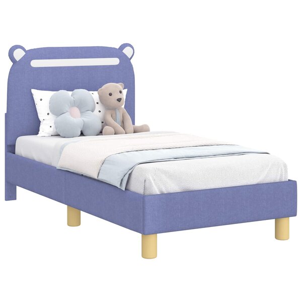 vidaXL Cadre de lit pour tout-petit avec tête de lit Bleu denim Tissu