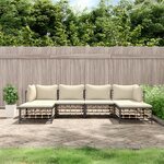 vidaXL Salon de jardin 6 Pièces avec coussins anthracite résine tressée