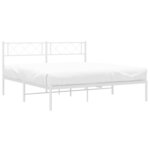 vidaXL Cadre de lit métal sans matelas et tête de lit blanc 135x190 cm