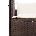 vidaXL Chaise longue double avec toit et rideaux marron résine tressée