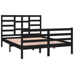 Vidaxl cadre de lit noir bois massif 140x190 cm