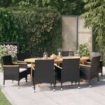 vidaXL Ensemble à manger de jardin 9 Pièces avec coussins Noir
