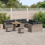 vidaXL Ensemble de canapé de jardin 13 Pièces Gris polyrotin