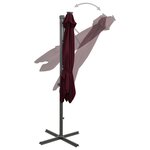 vidaXL Parasol déporté avec mât et lumières LED Rouge bordeaux 300 cm