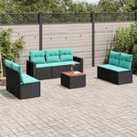 vidaXL Salon de jardin 8 Pièces avec coussins noir résine tressée