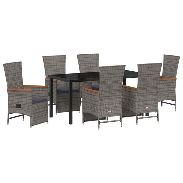 vidaXL Ensemble de salle à manger pour jardin 7 Pièces Gris Poly rotin