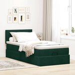 vidaXL Cadre de lit ottoman avec matelas vert foncé 100x200 cm velours