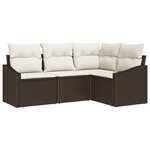 vidaXL Ensemble de canapé de jardin 4 pièces avec coussins Marron Poly Rattan