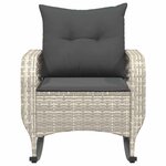 vidaXL Chaise à bascule de jardin avec coussins gris clair poly rotin