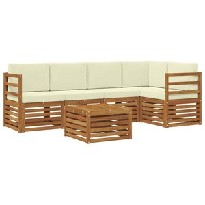 vidaXL Ensemble de canapés d'extérieur 6 pc Naturel et Crème Polyester