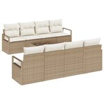 Ensemble de Sofa de Jardin 9 Pièces avec Coussins Beige Poly Rattan