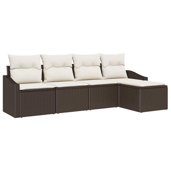 vidaXL Ensemble de salle à manger pour jardin 5 Pièces Marron  Crème