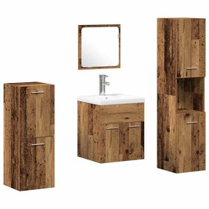 vidaXL Ensemble de mobilier de salle de bain 4 Pièces Bois Ancien