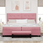 vidaXL Lit à ressorts avec matelas Rose 200 x 200 cm Velours