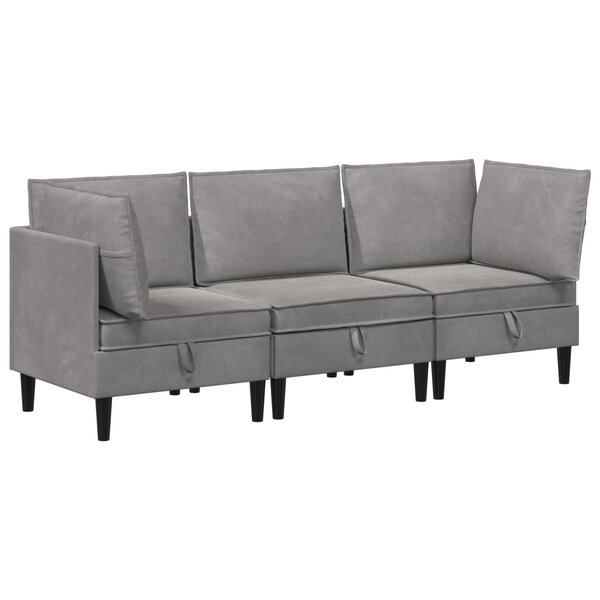 vidaXL Ensemble de meubles pour le salon 3 pc Gris clair Velours