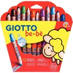 Étui de 12 crayons de couleur maxi GIOTTO be-bè + 1 taille-crayons