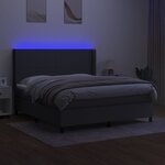 vidaXL Sommier à lattes de lit et matelas et LED Gris foncé 160x200 cm