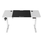 Bureau table poste de travail électrique à hauteur réglable assis debout plateau rectangulaire 140 x 60 cm blanc 03_0009083