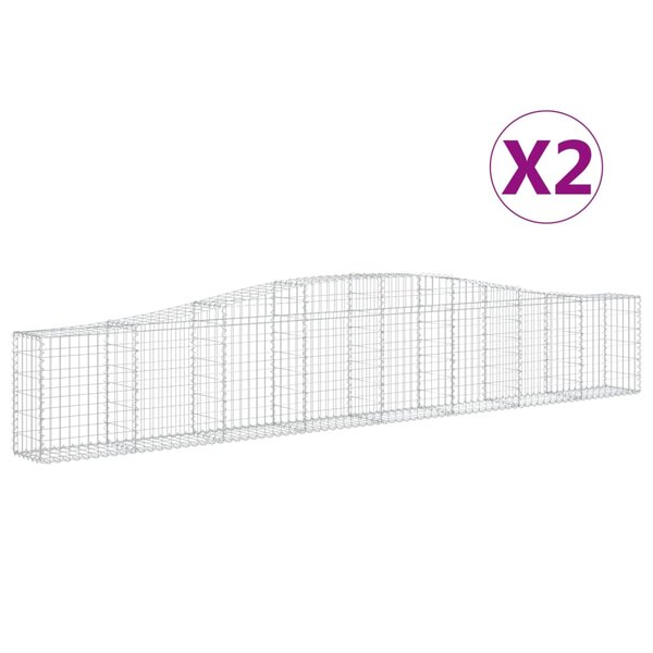 vidaXL Paniers à gabions arqués 2 Pièces 400x30x60/80 cm Fer galvanisé