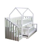 Lit cabane mi-haut pin vert