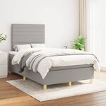 vidaXL Sommier à lattes de lit avec matelas Gris clair 120x200cm Tissu