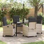 vidaXL Set de salle à manger de jardin 5 pièces avec coussins Gris clair Poly Rattan